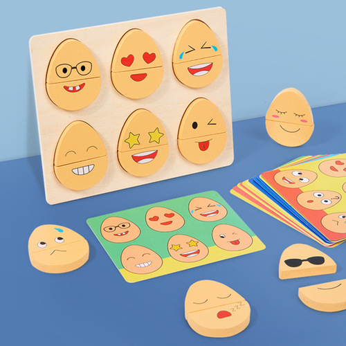 New educational creative cute egg boy expression puzzle matching building blocks 3-6 year old boys and girls early education toys
