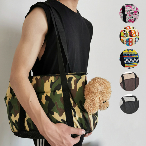 Cross-border best-selling pet backpack handbag, military green camouflage dog carrying bag, crossbody bag, outing pet bag