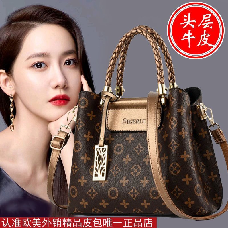 Big promotion European and American export high-grade temperament large-capacity portable leather cowhide explosion single shoulder messenger bag