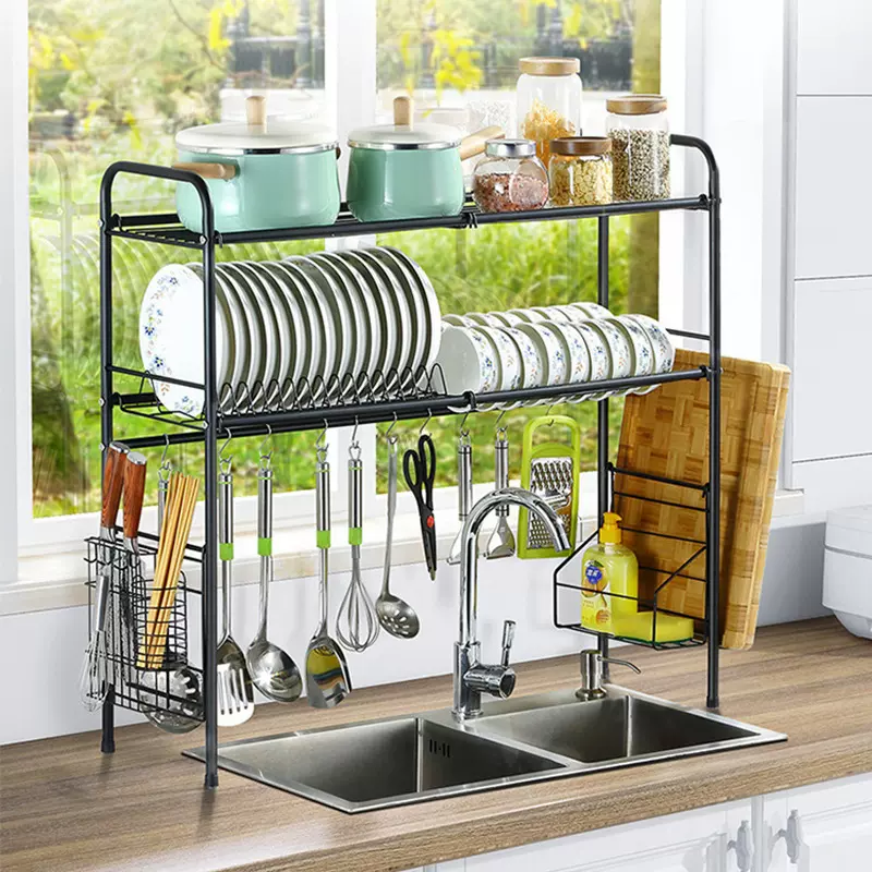 不锈钢双碗碟沥水架单层碗碟滤水餐具厨房洗手池置物架子沥水神器
