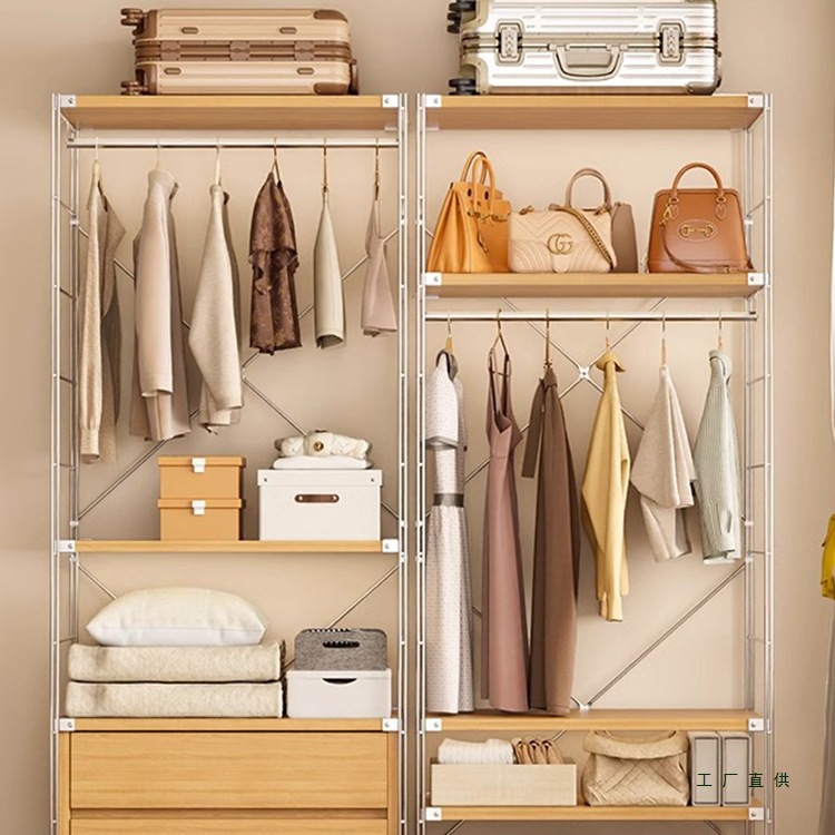 Japanese-Style Coat Rack, Clothes Rack, Bedroom Floor-Standing Clothes Rack, Walk-In Wardrobe Rack, Open Wardrobe