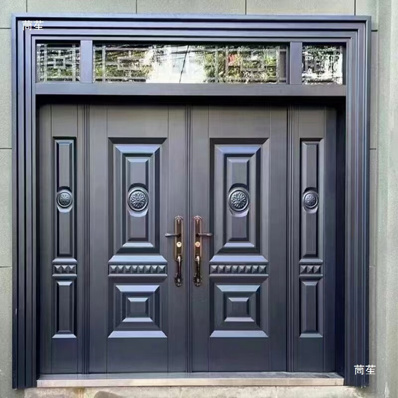 Four-panel zinc alloy villa entrance door, double-door design, security door, courtyard gate, suitable for rural self-built homes and residential entrances
