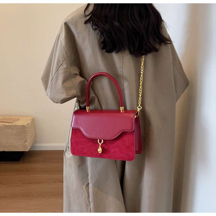 Borsa a tracolla in velluto rosso retro piccola borsa a mano sposa_voghion.com