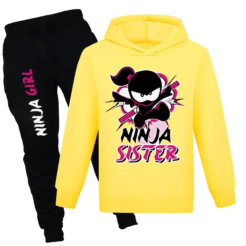 Ninja Kidz Vår Höst Mode Fritidskläder Pojkar och flickor Tröja+Casual Byxor Set_voghion.com