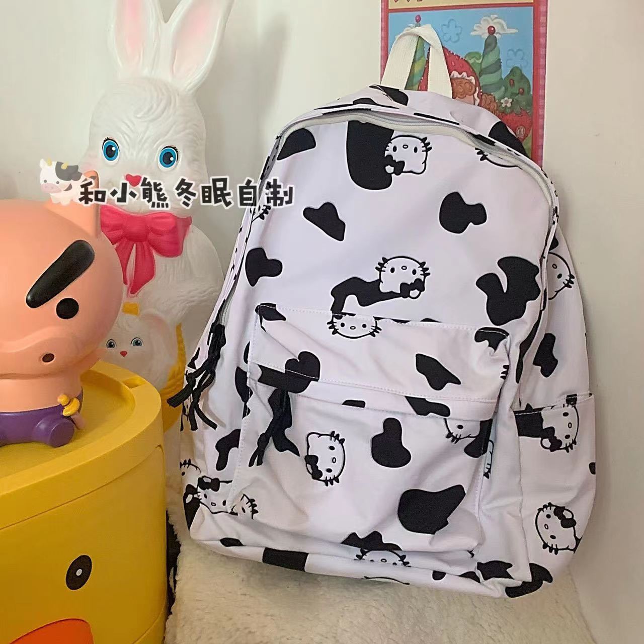 Oso casero KT gato mochila de dibujos animados lindo de gran capacidad japonés femenino Colegio mochila chica mochila impresa