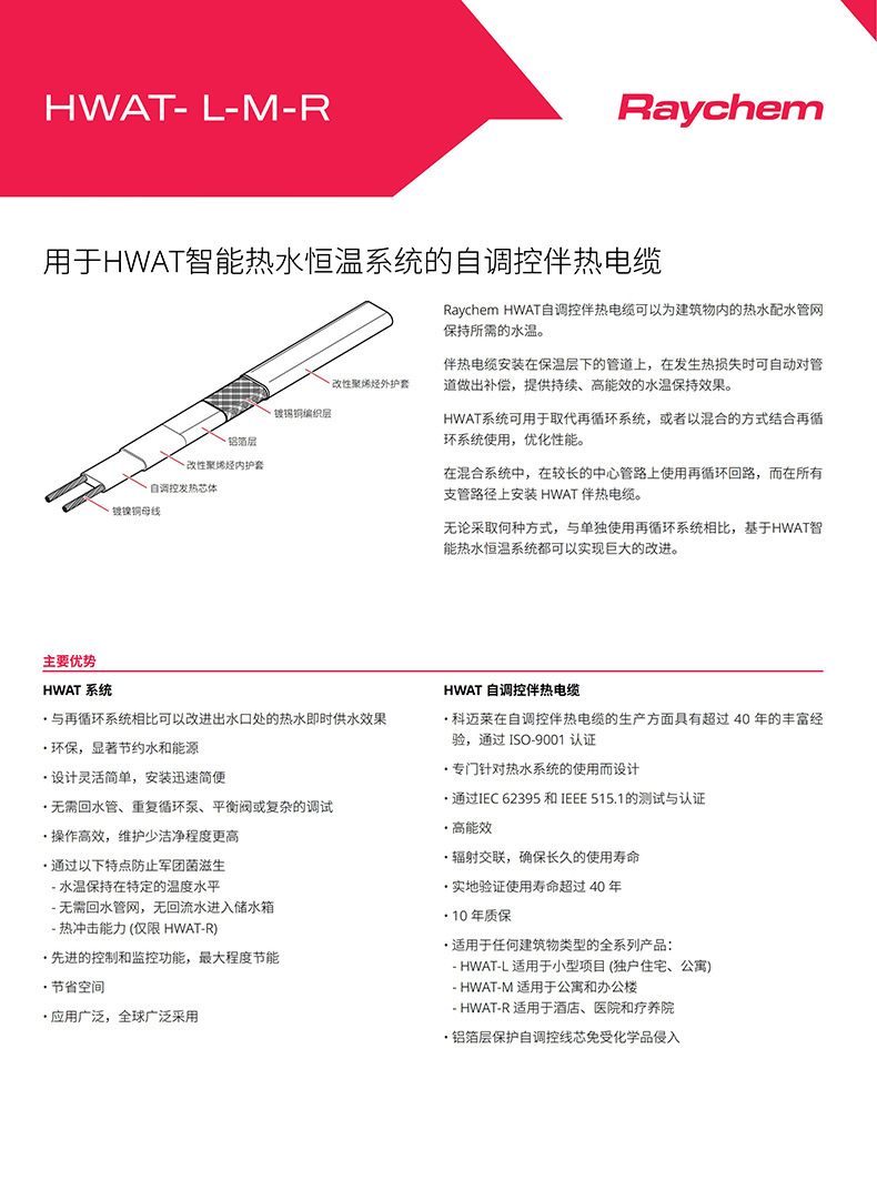 Raychem electric heating wire hot water constant temperature system HWAT-L-M-R original imported hea