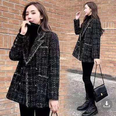 2026 Autumn/Winter New Loose Plaid Woolen Coat, Chanel-Style Tweed Socialite Patchwork Blazer for Women 2026 Autumn/Winter New Loose Plaid Woolen Coat, Chanel-Style Tweed Socialite Patchwork Blazer for Women