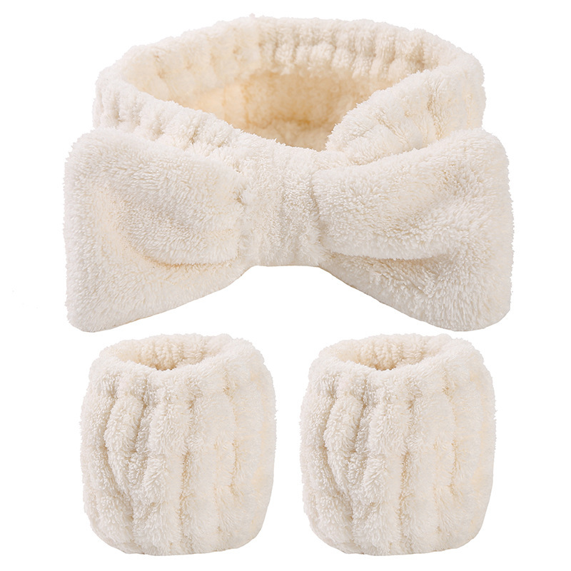 Arco banda de pelo al por mayor de las niñas de color sólido todo partido de maquillaje absorbente de sudor-limpieza lavado de cara correa de muñeca de franela banda de pelo