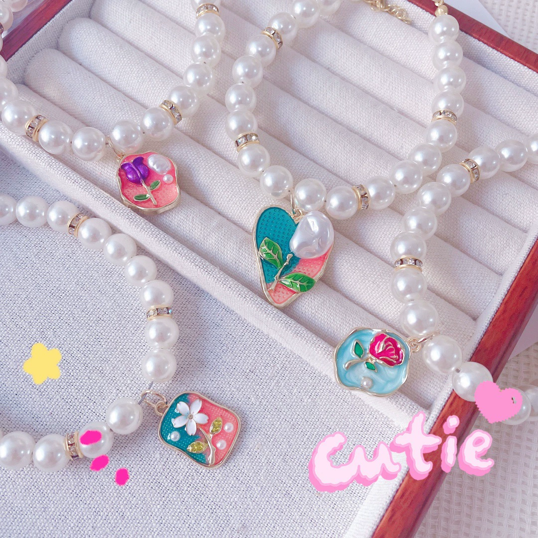 Амазонка домашнее животное бриллиантовое ожерелье ручная роспись в форме сердца жемчуг домашнее животное ошейник собака подвеска кошачья шея украшения для домашних животных