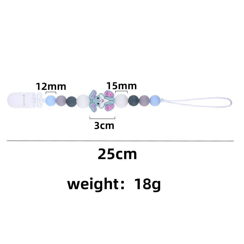 Nueva Cadena de chupete de silicona de dibujos animados creativo conejo de silicona juguete mordedor perlas molares pezón cadena anti-caída