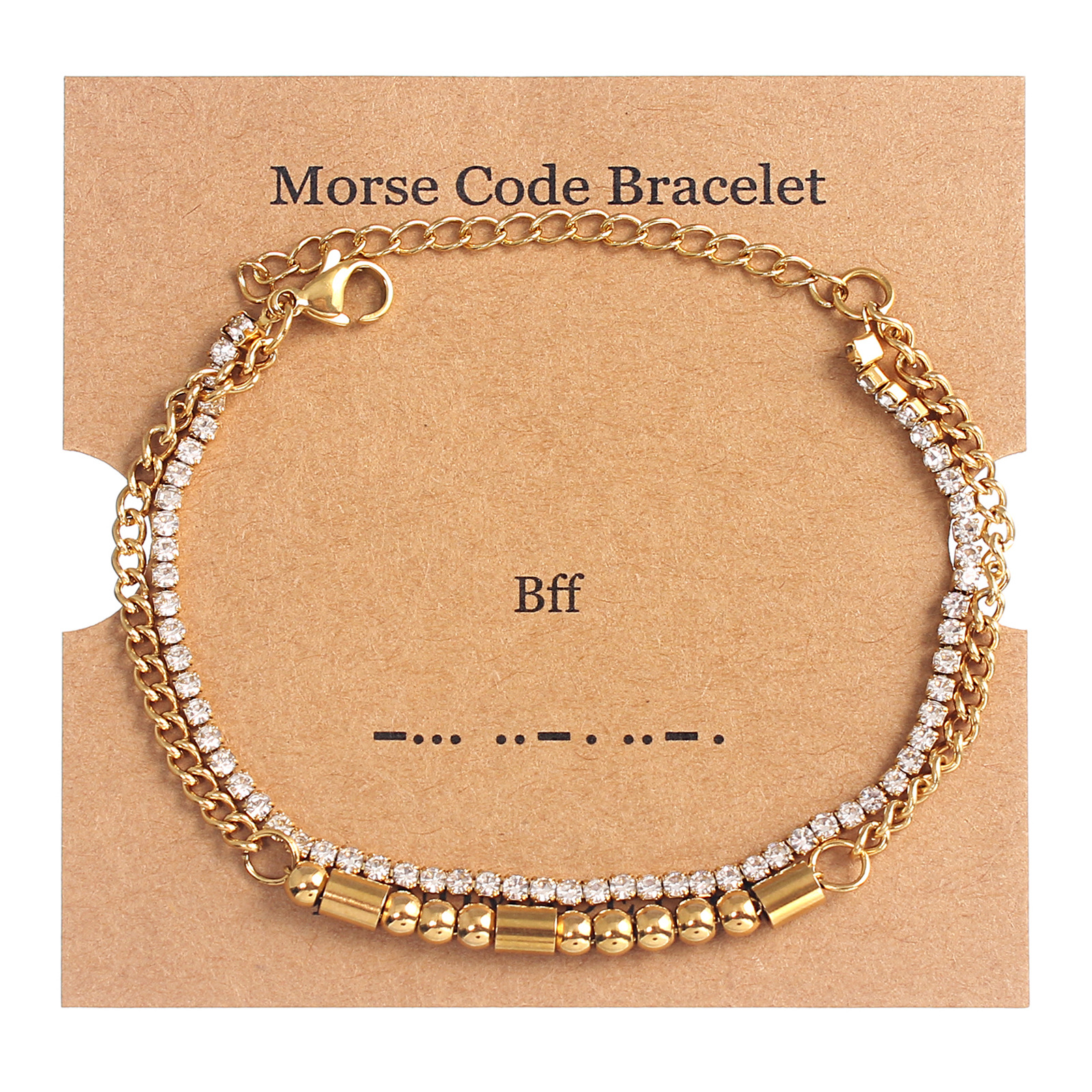 Simple Style Classic Style Letter 304 Stainless Steel 18K Gold Plated Rhinestones Bracelets In Bulk display picture 7