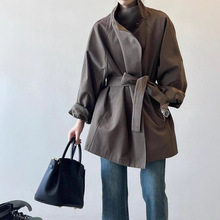 中长款立领风衣外套女2025秋秋新款时尚显瘦小个子韩系感日系休闲