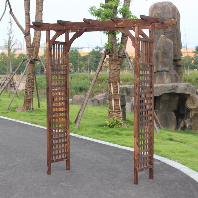 户外防腐木拱门阳台实木网格爬藤花架装饰拱形葡萄架花园庭院花架