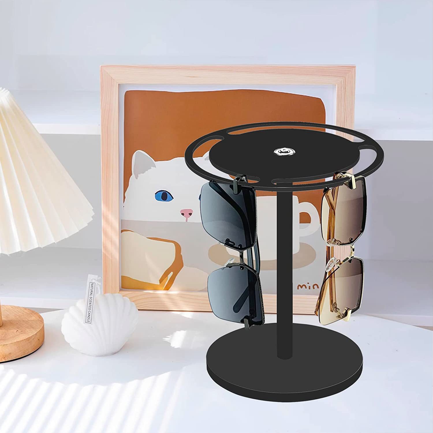 Cruz-frontera transparente gafas giratorio pantalla rack acrílico gafas de sol de escritorio rack de almacenamiento de sol