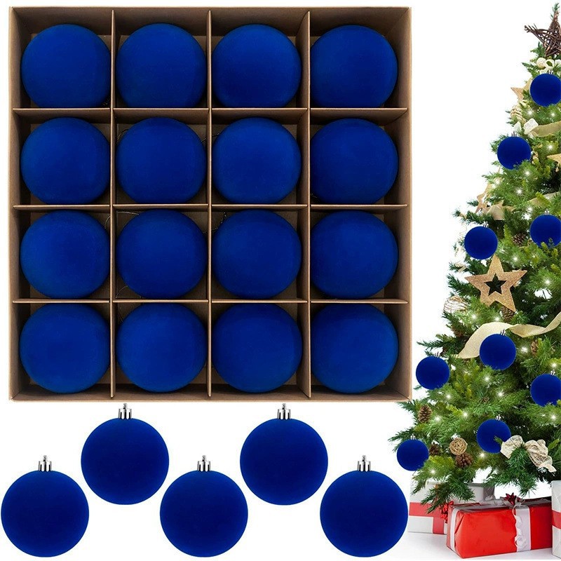 Navidad 6CM conjunto de 16 bola de flocado bola de plástico de Navidad árbol de Navidad bola perdida