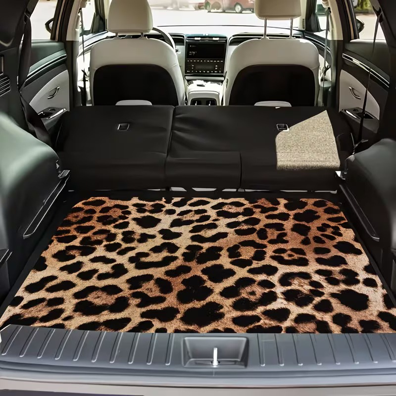 Cross-Border Square Rubber Floor Mat for Car Trunk with Cartoon Cat, Dog, and Mushroom Designs, Foldable, Machine Washable, Printed
