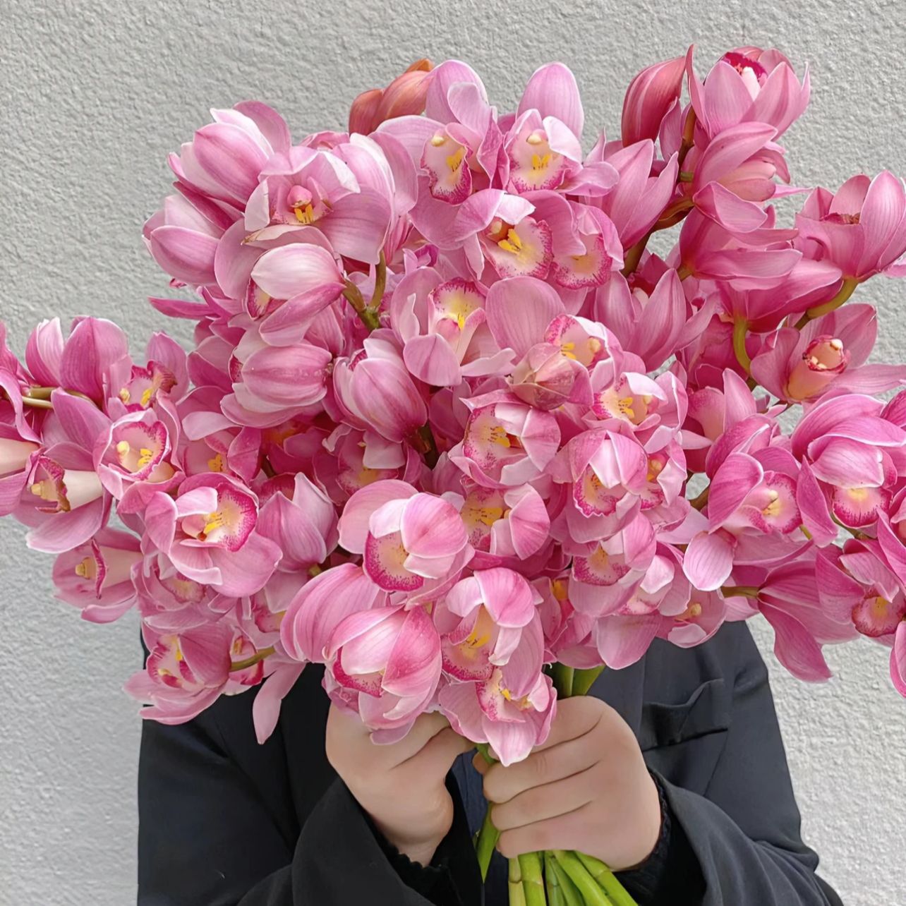 Artificial Flower Wet Feel 3D Advanced 6-head Cymbidium Stereo Film Orchid Wedding Flower Decoration