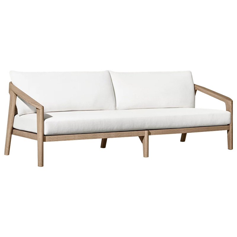 Sofá nórdico de teca al aire libre, sofá de patio al aire libre, impermeable y protector solar, sofá de ratán al aire libre, sofá de madera maciza