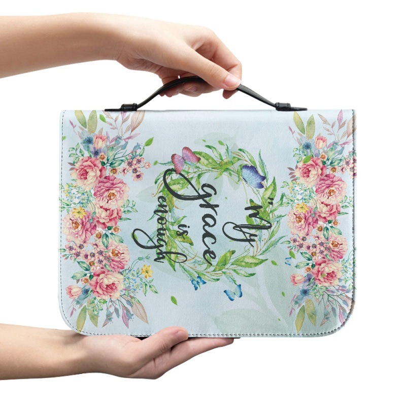 Amazon Cross-Border New Pu Leather Book Tote Bag, Zipper Book Storage Bag, Custom Design Document Bag
