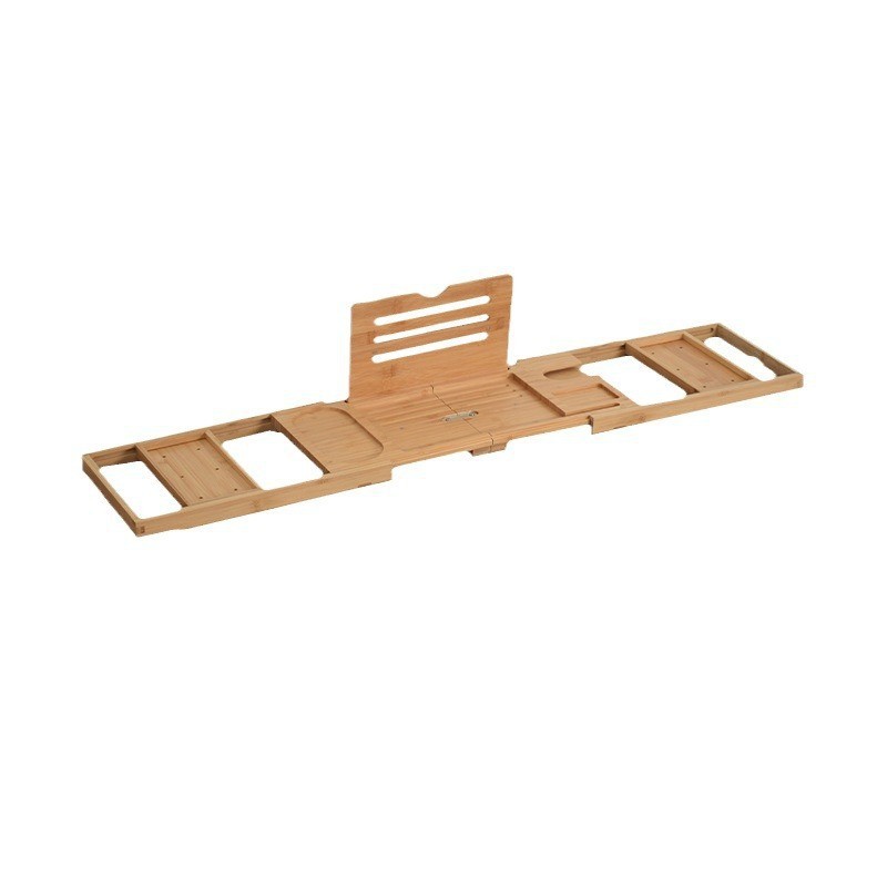 Bambú retráctil baño estante bañera bandeja cama y desayuno baño teléfono móvil estante de almacenamiento plana antideslizante bambú bañera rack