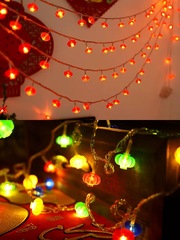 New Year festive red lanterns, Chinese knot, fortune character lantern strings, Spring Festival day decorations, colorful lights, flashing lights, LED light string arrangements