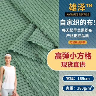 高弹小方格 夏季薄款涤纶透气运动面料 速干运动T恤衫瑜伽面料
