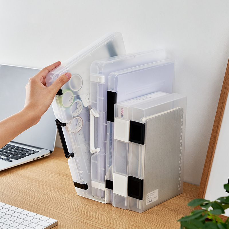 Transparent A4 File Storage Box with Handle