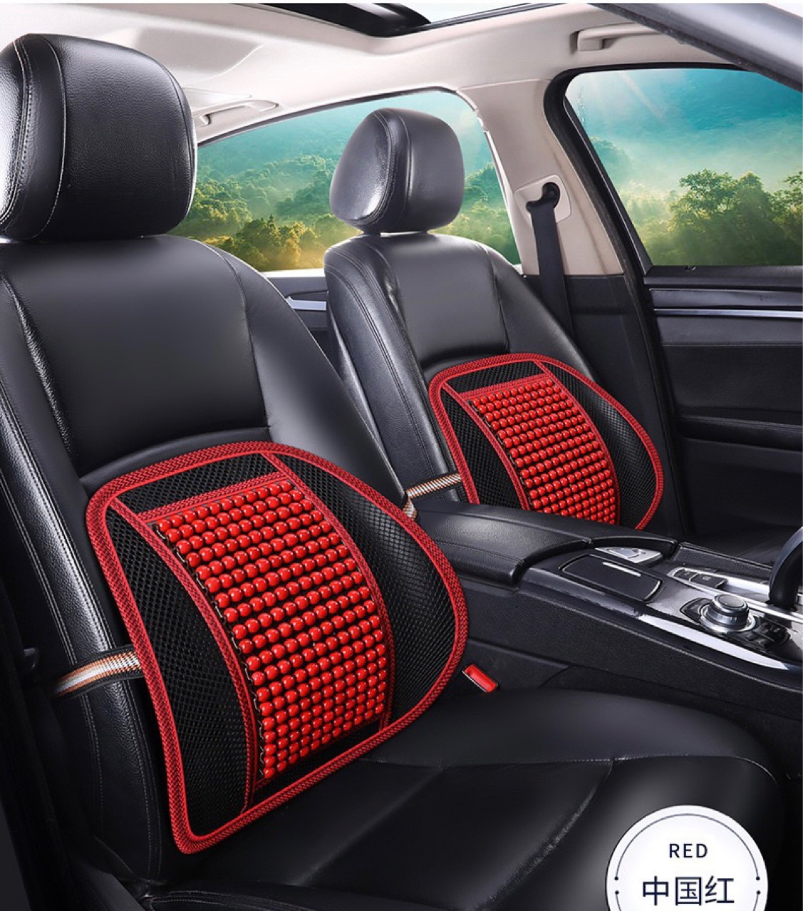 Summer Mesh Breathable Wooden Beads Steel Wire Lumbar Support Ventilated Massage Lumbar Cushion Office Seat Back Cushion Lumbar Cushion
