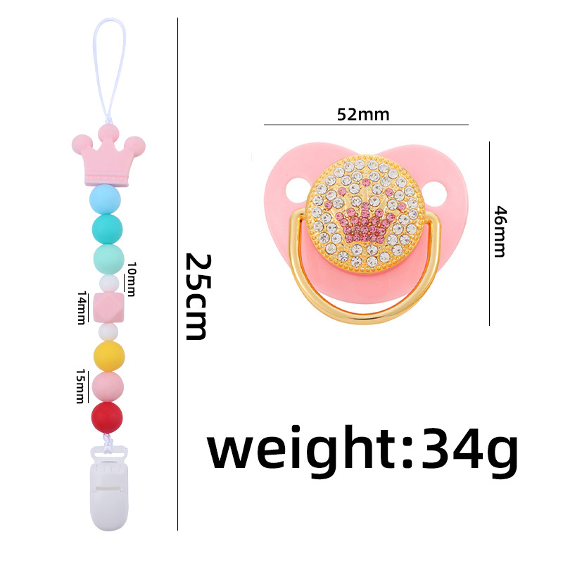 Bebé suministros corona chupete bebé silicona corona perlas mordedura chupete cadena anti-caída traje de cadena Nuevo