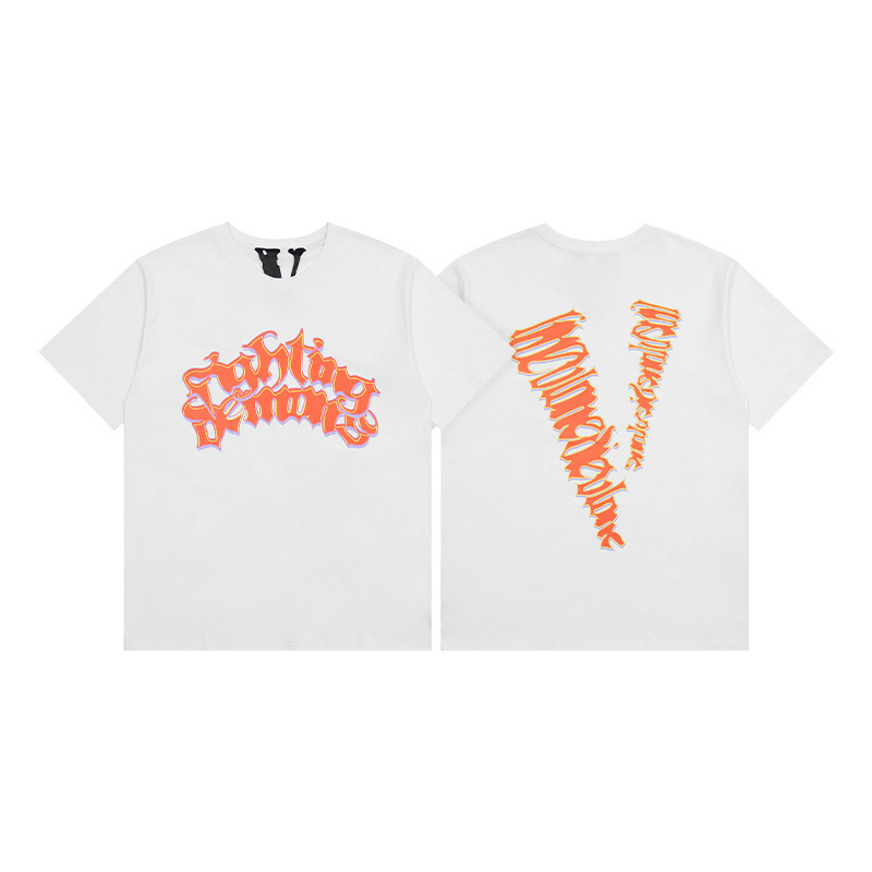外単VLONE FOG潮牌大v字母Logo桜半袖スケッチ刺繍唇印落書きプリントtシャツ|undefined