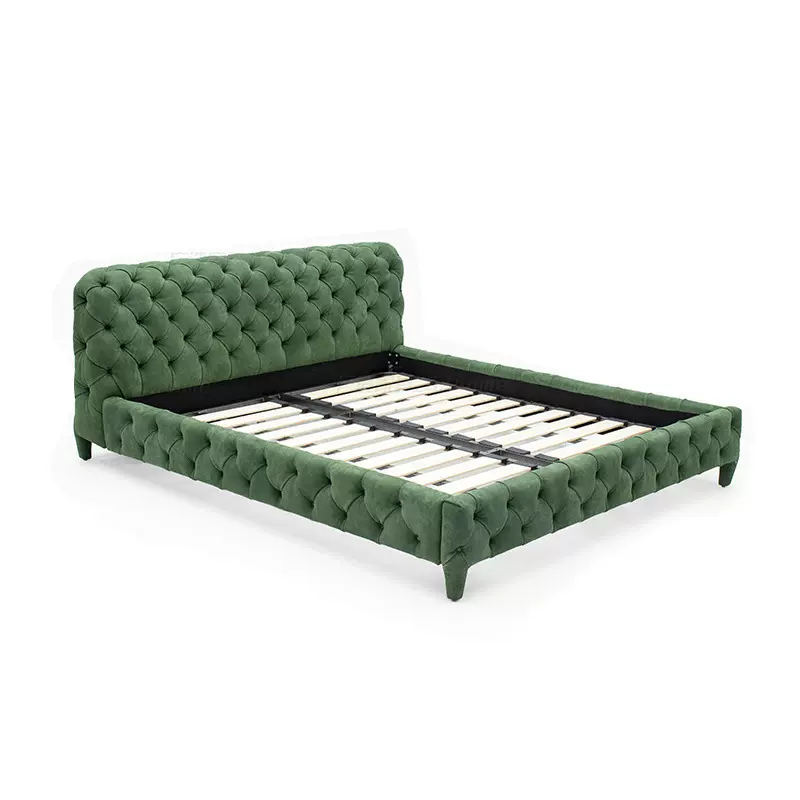 QS月球表面床意式极简全磨砂真皮拉扣月球表面床设计师别墅高端双