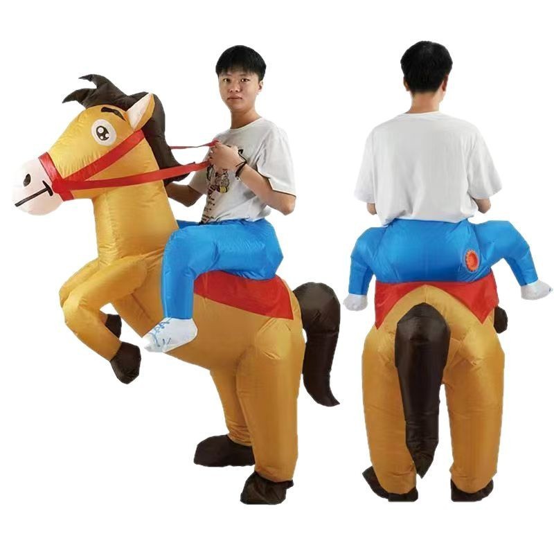 Halloween espectáculo caballo infláble lindo animal ropa montar caminando ropa de dibujos animados muñeca ropa de caballo de jazz ropa infláble