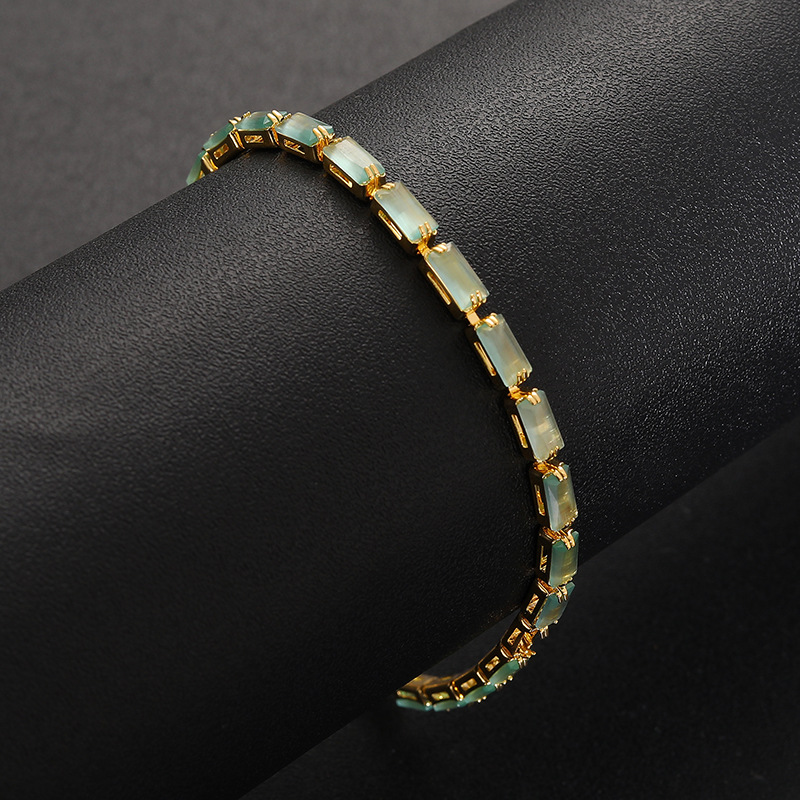 New Electroplated Zircon Rectangular Clasp Bracelet, Light Luxury High-end Feel, Fashionable Exquisite, Versatile And_voghion.com