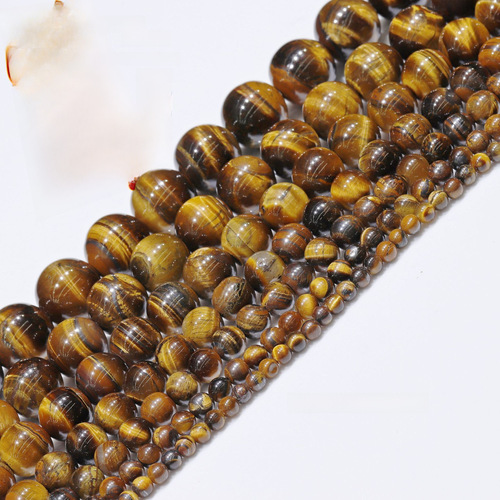 Hengcheng Jewelry Natural Tiger's Eye Gemstone Exquisite Yellow Tiger's Eye Bead String Bracelet Jewelry Accessories