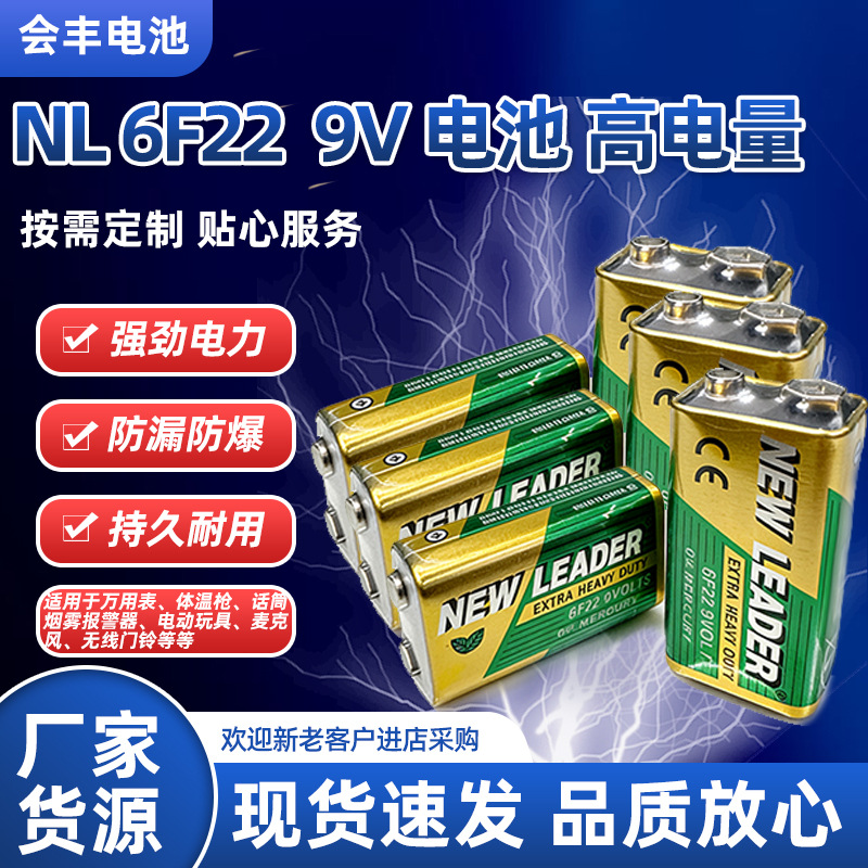 批发9v电池万用表烟雾报警器体温枪电池6F229v方块电池厂家直销
