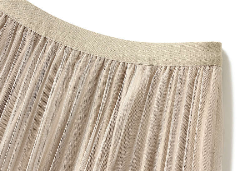 Women's Clothing Double sided pleated skirt gauze skirt half length large size a line skirt belly covering skirt _voghion.com