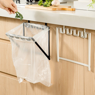 Foldable Garbage Rack Kitchen Cabinet Door Hanging Plastic Bag Hook Wall Hanging Iron Garbage Bag Holder