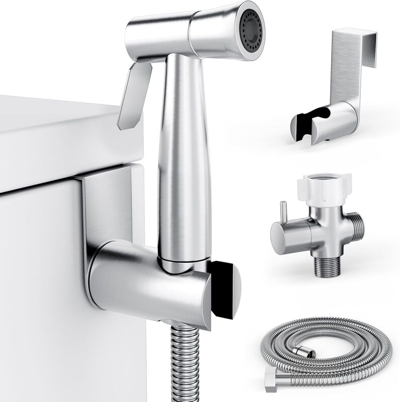 Household Toilet Spray Gun Companion with One Inlet and Two Outlets, Triangle Valve, Bathroom Bidet, Bathroom Pressure-Boosting Washer with Water Gun