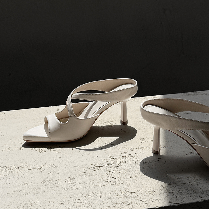 Huge comfortable! Cross-strap Pointed Toe High Heel Sandals Women's brown Elegant Sandals for Summer