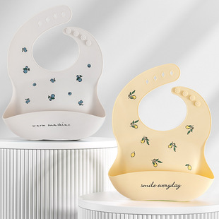 ins Explosive Baby Bib Baby Bib Waterproof Children's Silicone Bib Baby Spit Rice Bag Wash-Free Summer