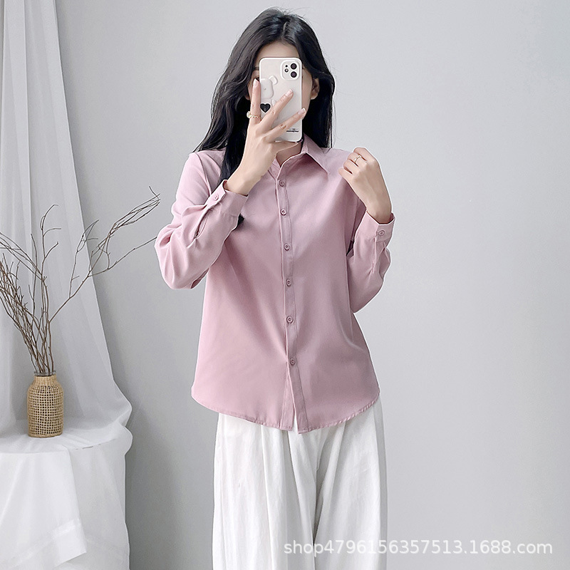 2025春秋新作ファッションシャツ女性韓国版直筒長袖着痩せファッション色上着女装|undefined