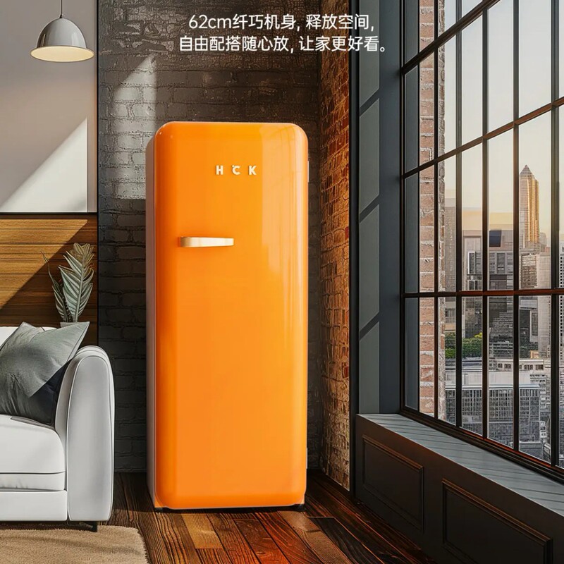 HCKハスキー冷蔵庫BC-330RDE塗装レトロ冷蔵庫家庭用大容量シングルドア冷凍庫高颜値|undefined