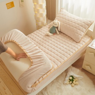 Opening Student Dormitory Cotton-padded Bed Cover Class A Thickened Milk Velvet Single Bedspread Household Double Mattress Protective Cover