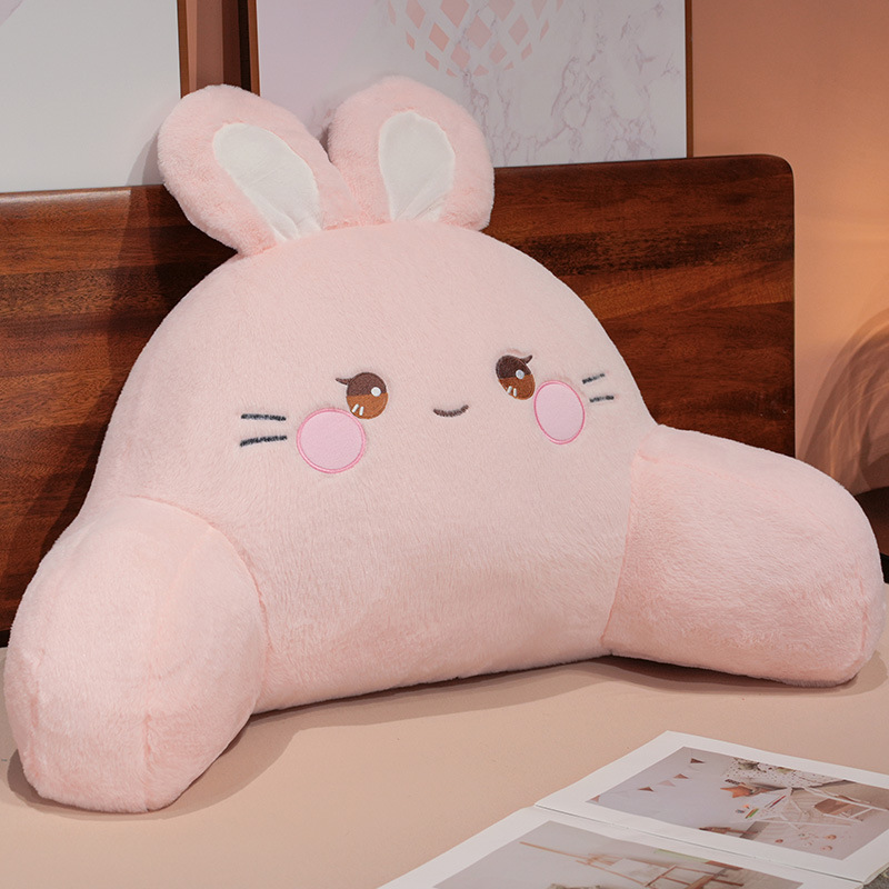 Cama de dibujos animados de cabello de conejo bolsas de respaldo de cintura cojín de respaldo de gran dormitorio de estudiantes para leer libros embarazadas almohada de protección de cintura de otoño