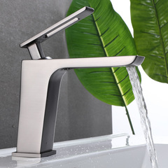 Gun gray bathroom washbasin faucet bathroom cabinet basin Nordic creative waterfall faucet hot and cold all copper