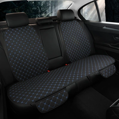 Four Seasons Pad | and linen universal seat cushion generation - rear-backrest-black-blue-linen