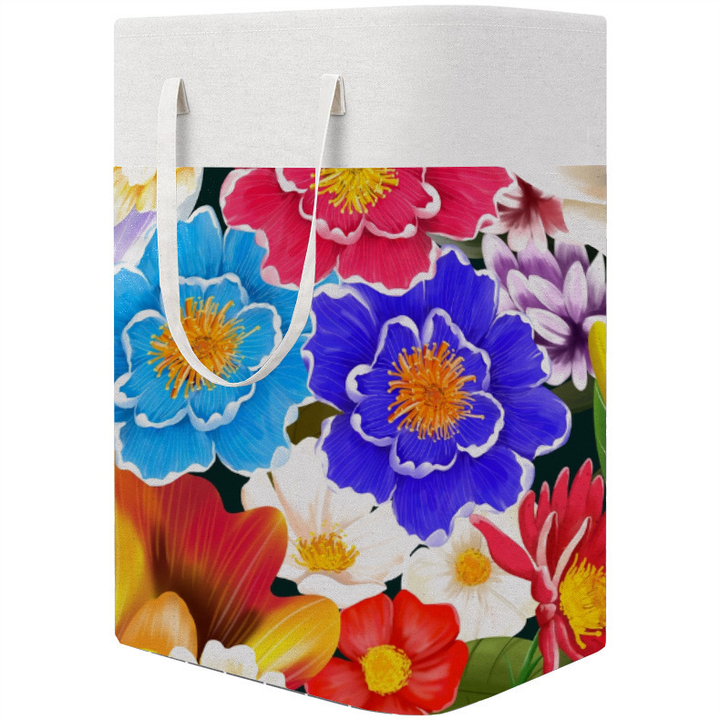 Barril de almacenamiento de impresión de tela de gran capacidad transfronterizo, artículos diversos, cestas de ropa sucia, cestas de lavandería plegables para el hogar se pueden personalizar