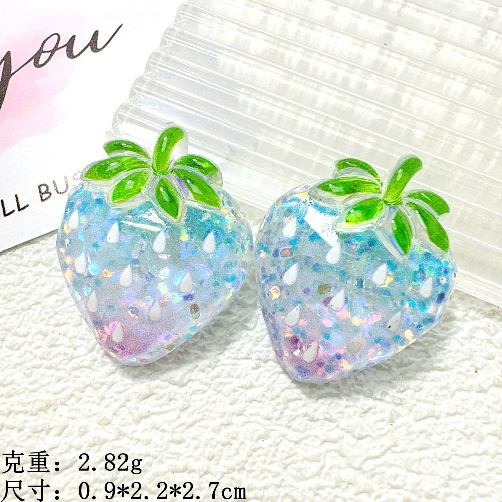 氷透樹脂部品フラッシュグラデーションカラーいちごdiy手作りアクセサリー携帯電話ケース文房具収納ケース
