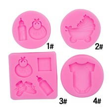 婴儿用品摇篮宝宝手帕奶瓶围嘴硅胶模具鞋子衣服翻糖周岁蛋糕装饰