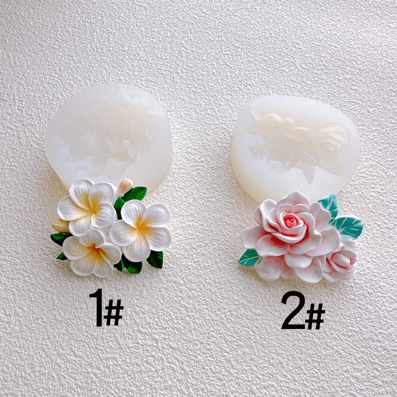 Gardenia flor huevo molde de silicona hecho a mano decoración la torta yeso masa epoxi aromaterapia vela Accesorios